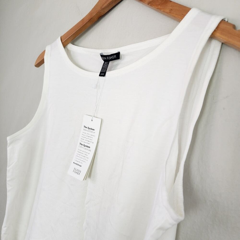NWT Eileen Fisher White Tencel Stretch Sleeveless Tank Top Layering Shell Medium - Picture 5 of 13
